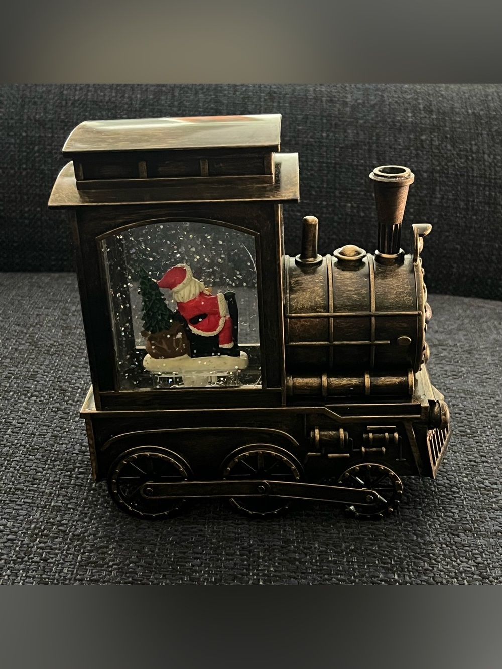 Holiday Train Snow Globe with Santa Figurine